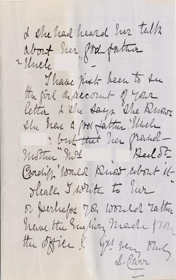 Large size image of Case 4129 3. Letter from St. Nicholas' Home, Tooting 24 February 1894
 page 2