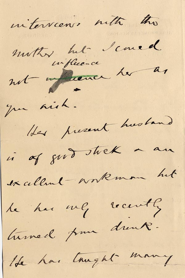 Large size image of Case 4171 21. Letter from Mrs B. about the home circumstances of H. and G's mother and stepfather  11 March 1901
 page 2
