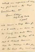 Image of Case 4171 26. Letter from Mrs B. saying that the family had decided to have the boys home immediately  27 March 1901
 page 3
