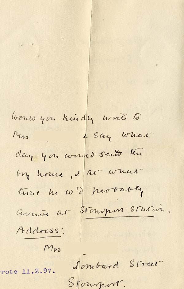 Large size image of Case 4179 2. Letter from Revd M. 10 February 1897
 page 2