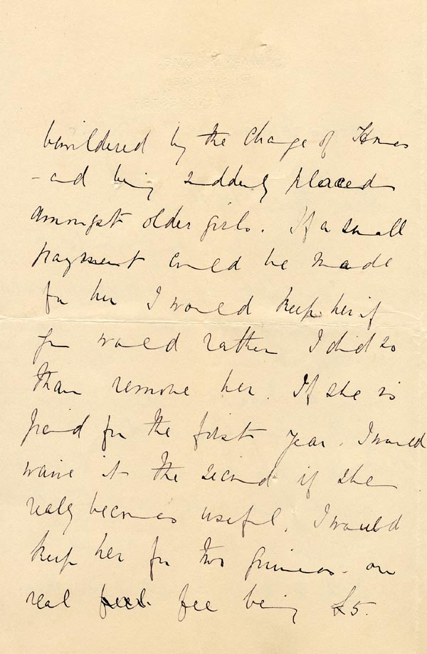 Large size image of Case 4215 8. Letter from Sister-in-Charge, St Mary's Home to Miss Butler, St Saviour's Home  15 June 1896
 page 2