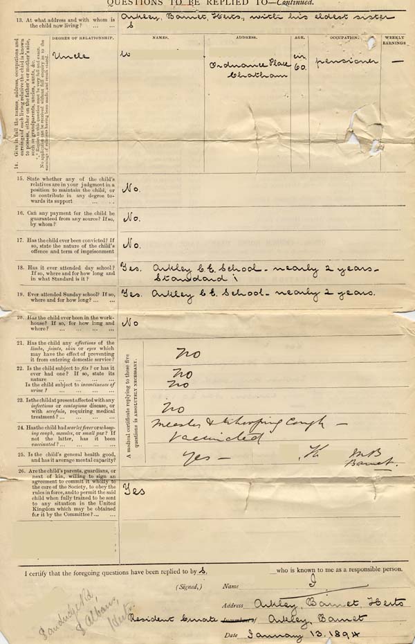 Large size image of Case 4220 1. Application to Waifs and Strays' Society  13 January 1894
 page 2