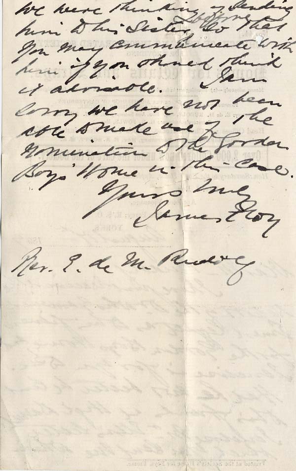 Large size image of Case 4220 4. Letter from Revd J. Roy, Honorary Secretary to the Appleton Home 17 August 1899
 page 2