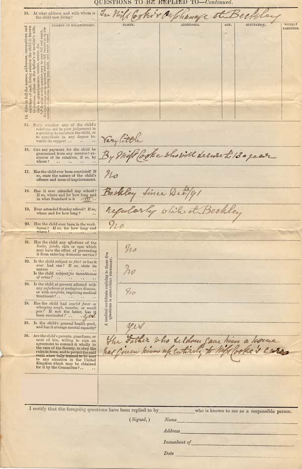 Large size image of Case 4255 1. Application to Waifs and Strays' Society  April 1894
 page 2