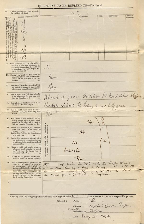 Large size image of Case 4314 1. Application to Waifs and Strays' Society  31 May 1894
 page 2