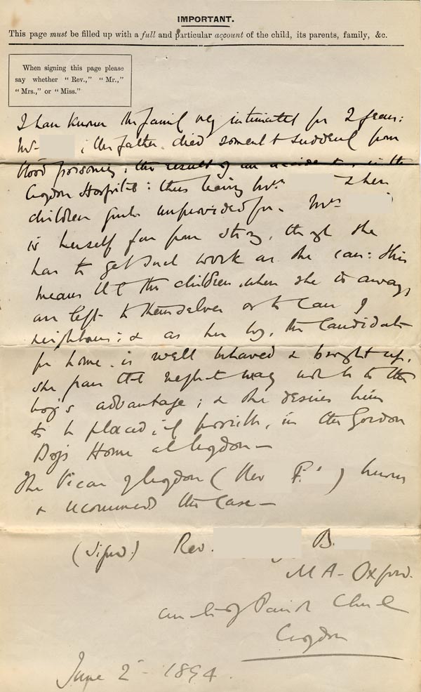 Large size image of Case 4314 1. Application to Waifs and Strays' Society  31 May 1894
 page 3