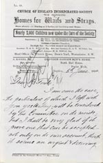 Image of Case 4314 2. Letter from S. Rogers, Honorary Secretary of the Gordon Boys Home, Croydon. [part of the letter appears to be missing]  5 June 1894
 page 1