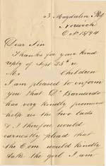 Image of Case 4488 2. Letter from I N Clarke 15 October 1894
 page 1
