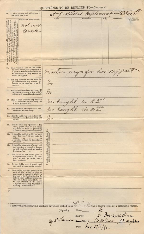 Large size image of Case 4664 1. Application to Waifs and Strays' Society  27 December 1894
 page 2
