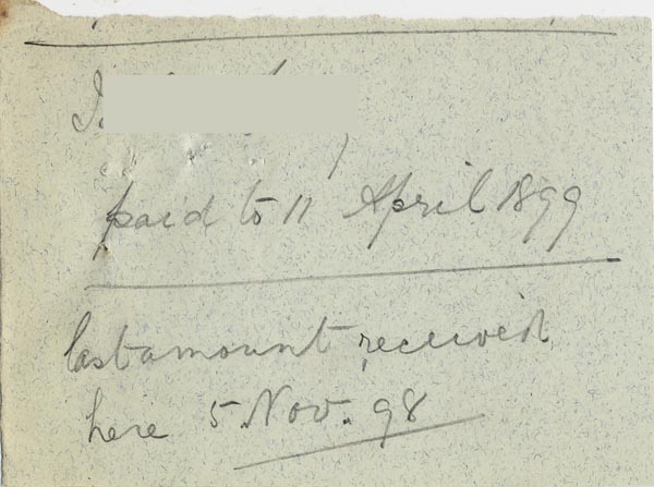 Large size image of Case 4664 2. Receipt for I. 11 April 1899
 page 1