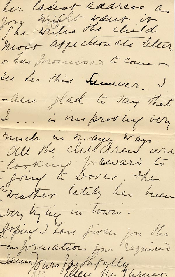 Large size image of Case 4664 3. Letter from St Hilda's Orphanage 18 August 1900
 page 3