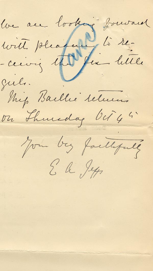 Large size image of Case 4664 7. Letter from St Hilda's Orphanage 28 September 1900
 page 2