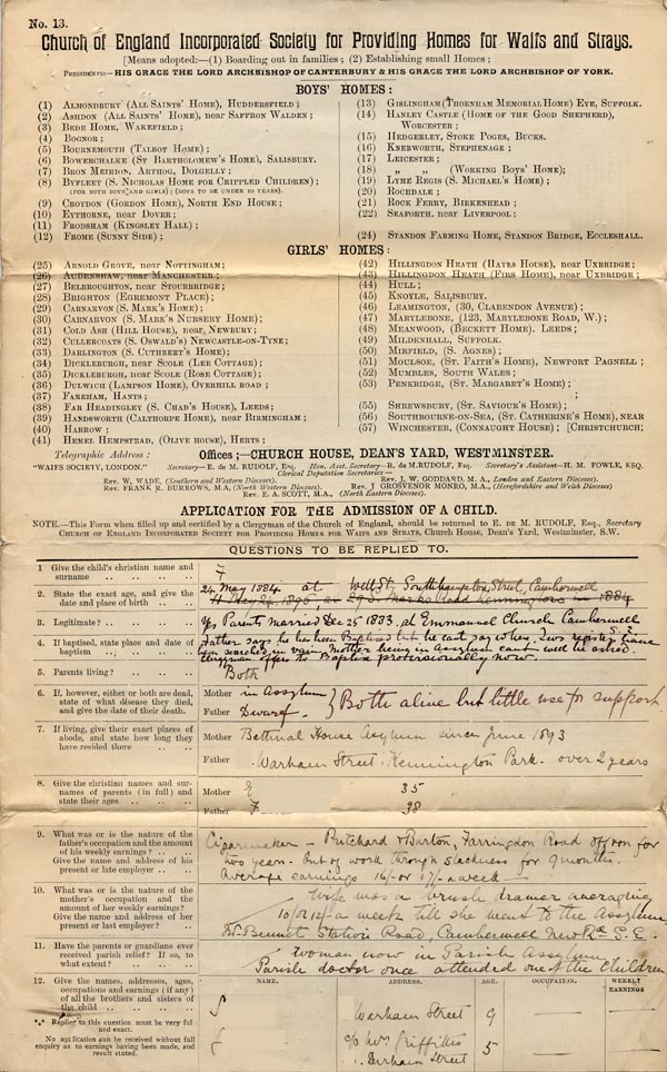 Large size image of Case 4751 1. Application to Waifs and Strays' Society  28 March 1895
 page 1