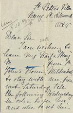 Image of Case 5008 14. Letter from Miss C. 4 October 1898
 page 1