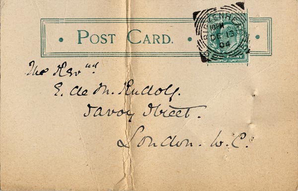 Large size image of Case 5929 9. Postcard from Miss W.  13 December 1904
 page 1