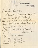 Image of Case 5929 3. Letter from Mrs E. Stevenson, Hedgerley Farm Home  c. 16 August 1903
 page 1
