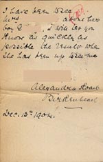 Image of Case 5929 9. Postcard from Miss W.  13 December 1904
 page 2