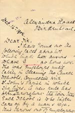 Image of Case 5929 10. Letter from Miss W.  16 December 1904
 page 1