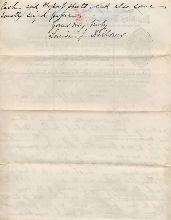 Large size image of Case 5959 3. Letter from St Barnabas Home, Newark  7 April 1897
 page 2