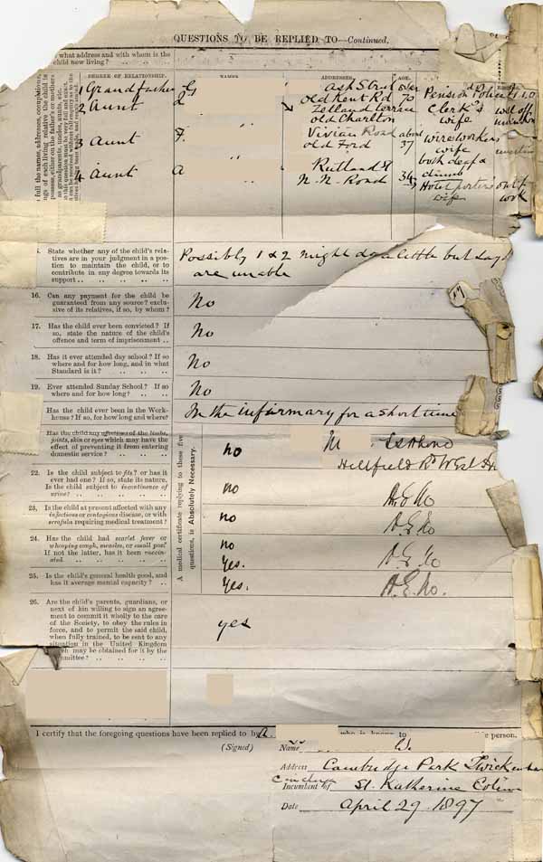Large size image of Case 6001 1. Application to the Waifs and Strays' Society  29 April 1897
 page 2