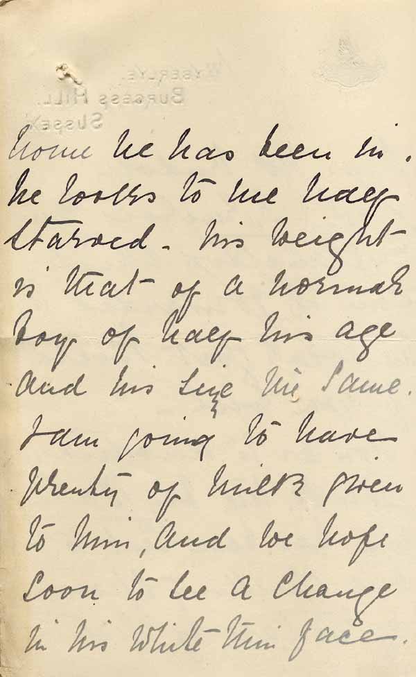 Large size image of Case 6001 9. Letter from the St Luke's Home about J's poor physical condition  2 May 1906
 page 2