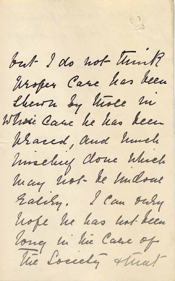 Large size image of Case 6001 9. Letter from the St Luke's Home about J's poor physical condition  2 May 1906
 page 3