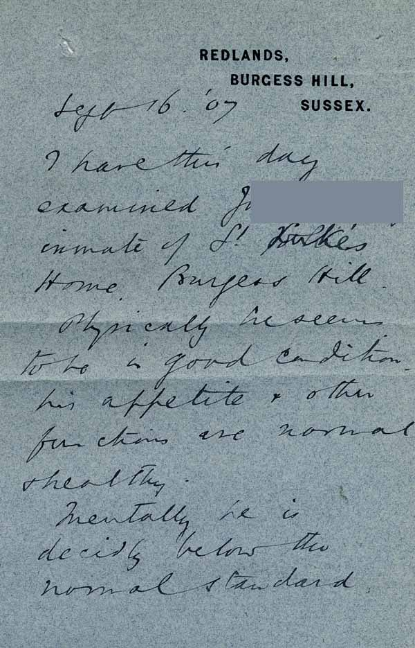 Large size image of Case 6001 11. Medical report  16 September 1907
 page 1