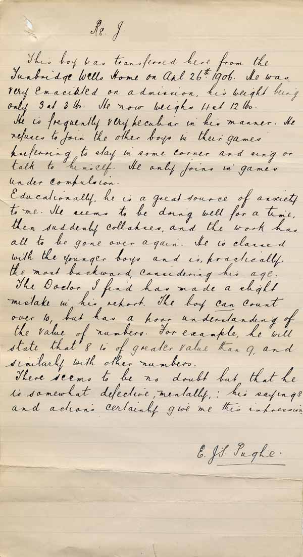Large size image of Case 6001 12. Report on J's condition  [September 1907]
 page 1