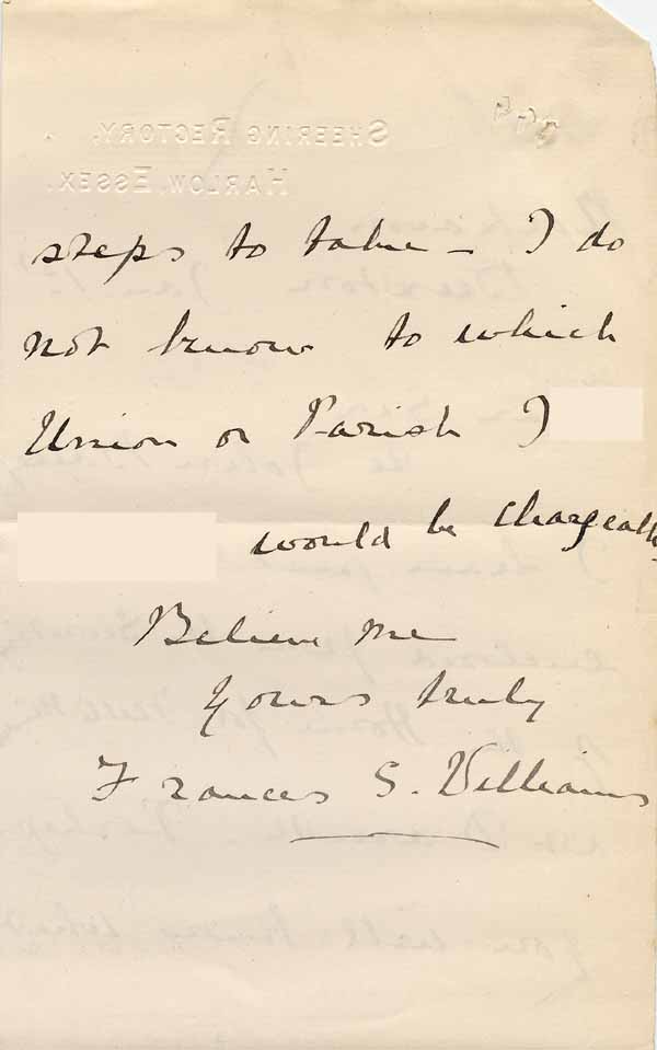 Large size image of Case 6001 21. Letter from Miss Williams to Revd Edward Rudolf enclosing the above letter  1 January 1908
 page 2