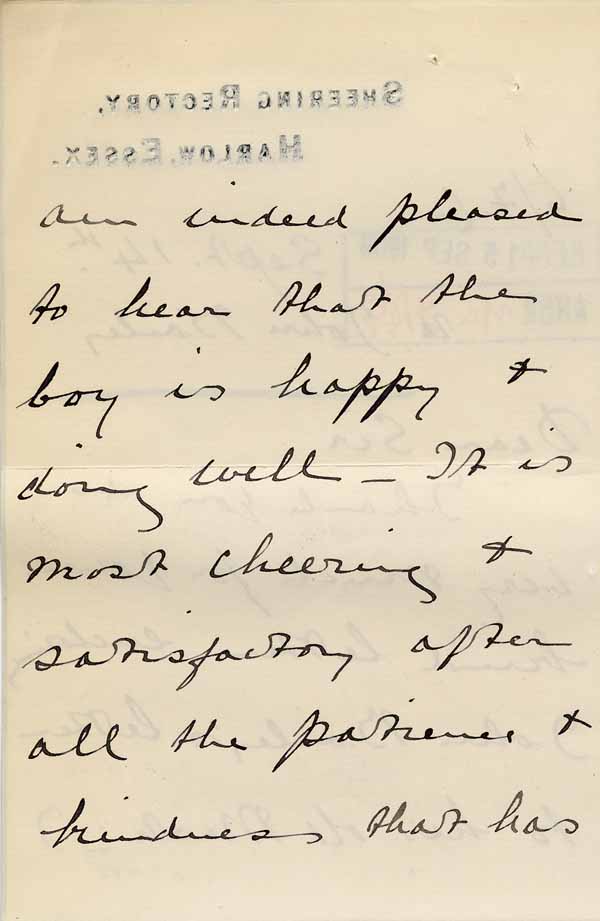Large size image of Case 6001 39. Letter of thanks from Miss Williams  14 September 1909
 page 2
