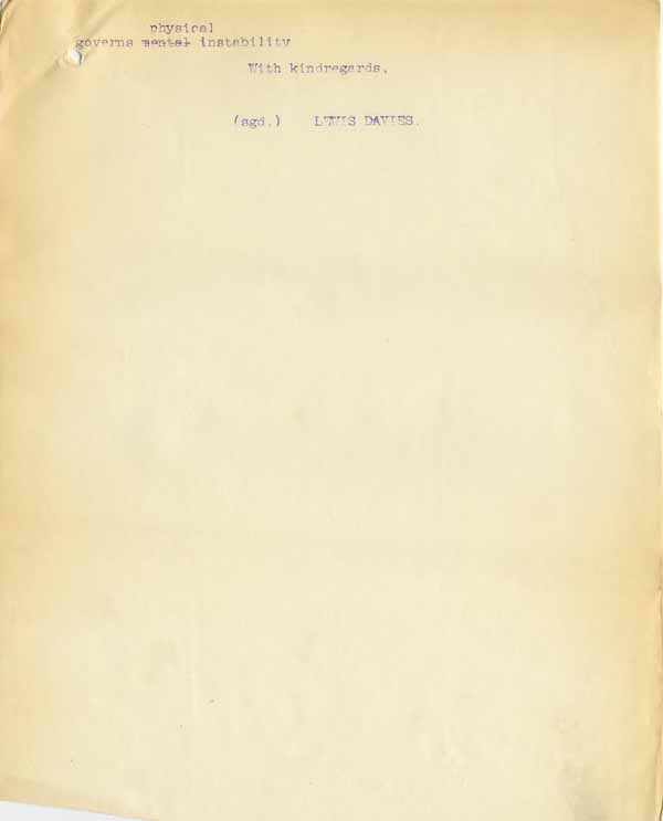 Large size image of Case 6001 57. Copy letter from Revd Davies about J.  8 October 1914
 page 2