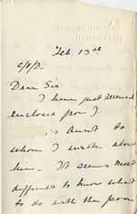 Image of Case 6001 26. Letter from Miss Williams to Revd Edward Rudolf enclosing the letter from J's aunt  13 February 1908
 page 1