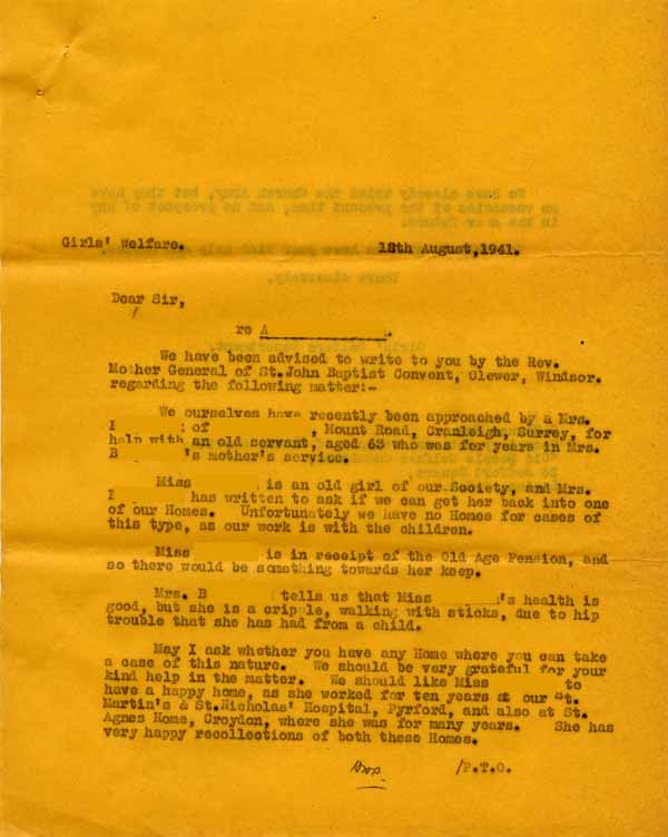 Large size image of Case 6024 14. Copy letter to the National Council of Social Service  12 August 1941
 page 1