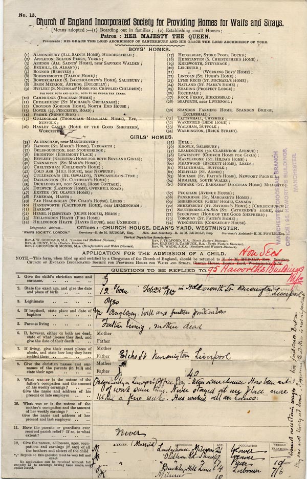 Large size image of Case 6135 1. Application to Waifs and Strays' Society  21 September 1897
 page 1