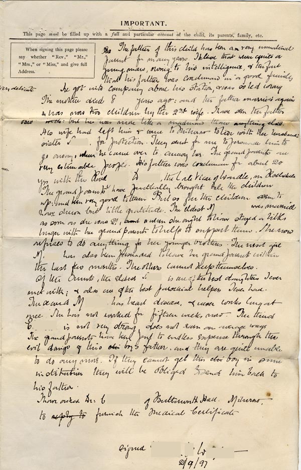 Large size image of Case 6135 1. Application to Waifs and Strays' Society  21 September 1897
 page 3