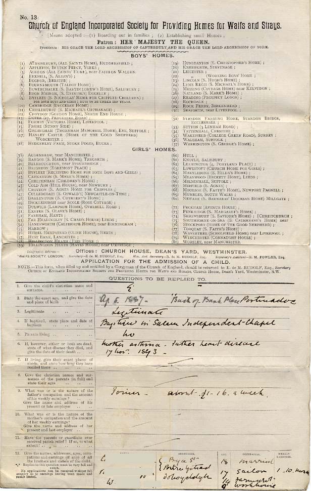 Large size image of Case 6334 1. Application to Waifs and Strays' Society  15 February 1898
 page 1