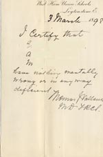 Image of Case 6351 5. Medical note from Dr Thomas Vallance of West Ham Union 3 March 1898 
 page 1