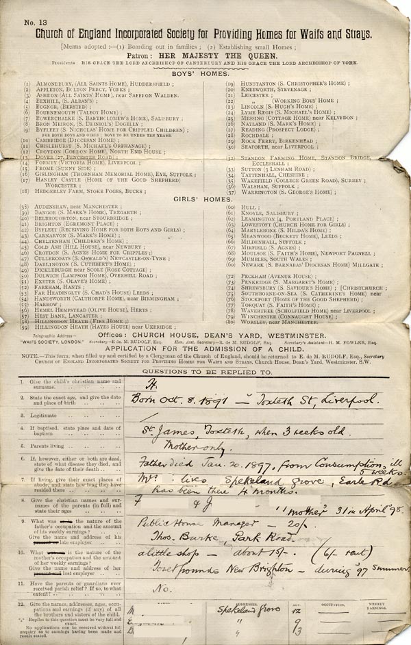 Large size image of Case 6380 1. Application to Waifs and Strays' Society  3 March 1898
 page 1