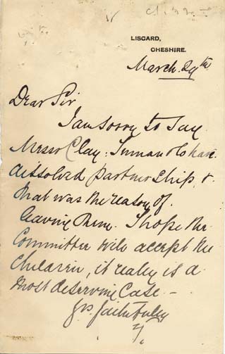Large size image of Case 6428 3. Letter from Mrs S. giving news of J's father's employers  29 March [1898]
 page 1