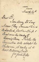 Image of Case 6428 3. Letter from Mrs S. giving news of J's father's employers  29 March [1898]
 page 1