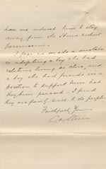 Image of Case 6537 16. Letter from Mr C.A. Stein informing the Revd Edward Rudolf that H. had returned to live with his grandmother  18 March 1901
 page 2