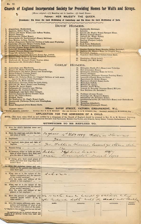 Large size image of Case 8455 1. Application to Waifs and Strays' Society  24 August 1901
 page 1