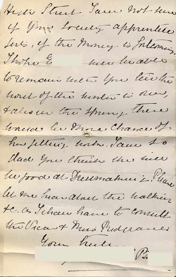 Large size image of Case 8587 12. Letter from Miss B. discussing the possibility of an apprenticeship for E.  24 November 1909
 page 4