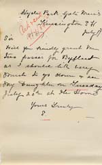 Image of Case 8587 8. Letter from E's mother about visiting her daughter  17 July 1909
 page 1