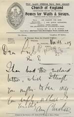Image of Case 8587 14. Letter from St Nicholas's Home to Revd Edward Rudolf enclosing the above letter  25 November 1909
 page 1