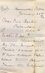 Image of Case 8587 21. Letter from Miss B. to St Nicholas' Home about E's future employment  25 January 1910
 page 1