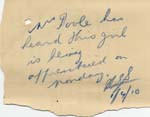 Image of Case 8587 31. Note about E. starting work  1 April 1910
 page 1