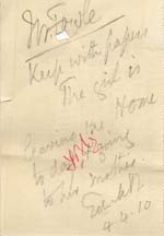 Image of Case 8587 32. Note from Revd Edward Rudolf about E. leaving the Home and going to her mother  4 April 1910
 page 1