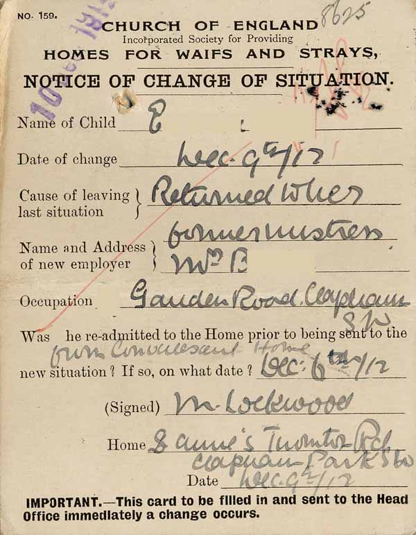 Large size image of Case 8625 31. Notice of change of situation  9 December 1912
 page 2