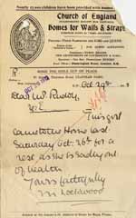 Image of Case 8625 30. Letter from the Clapham Home about E's health  29 October 1912
 page 1